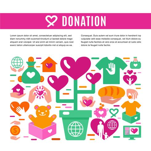 Spenden-Informationsseite für Wohltätigkeitsorganisationen vektor