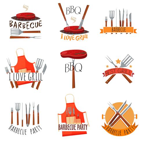Barbecue-Party-Label-Set vektor
