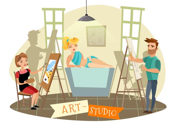 Kunst-Studio-kreative Prozess-Karikatur-Illustration vektor