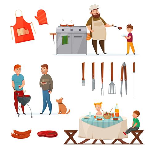 Barbecue-Party-Icon-Set vektor