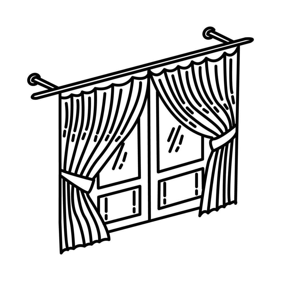 Türvorhänge-Symbol. Gekritzel handgezeichnet oder Umriss-Icon-Stil vektor