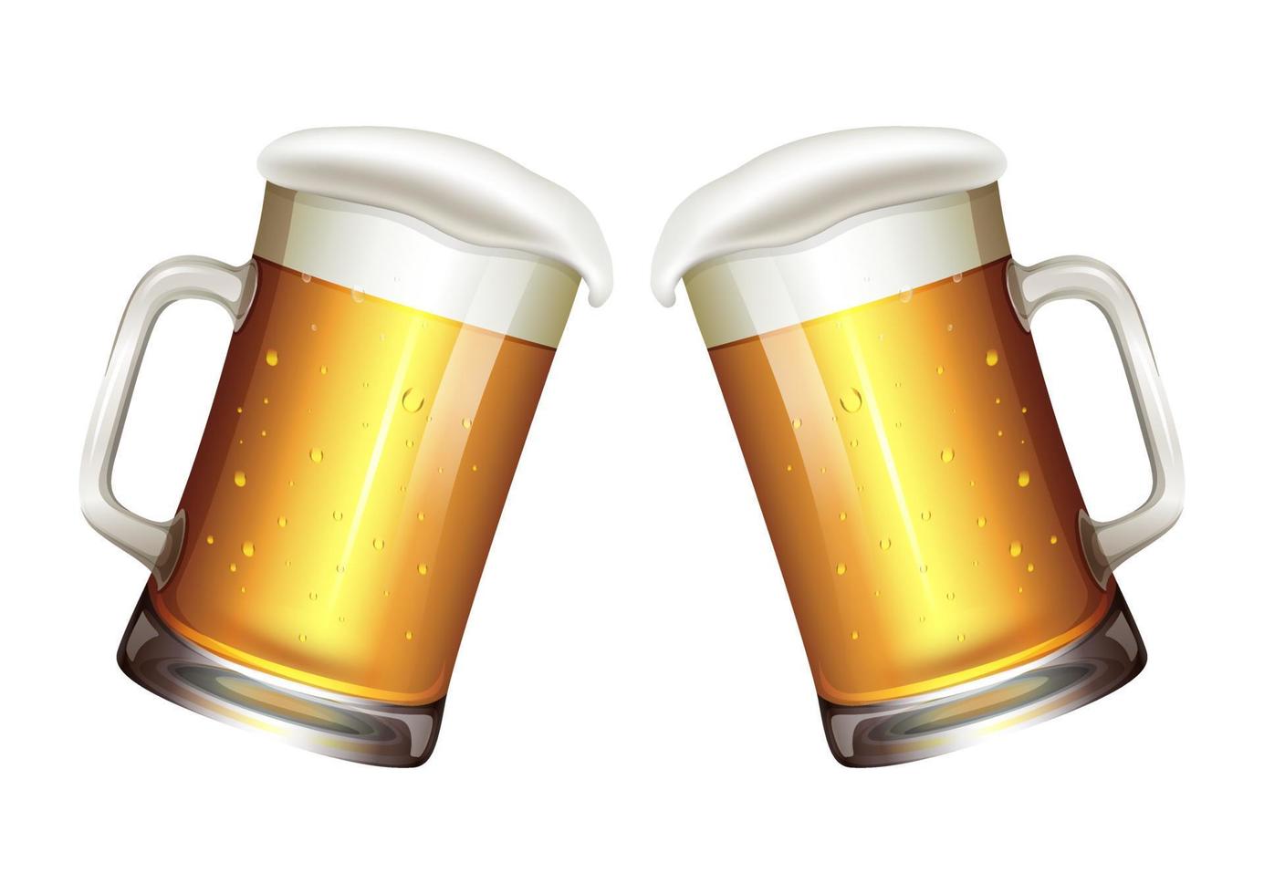 zwei Krüge Bier auf weißem Hintergrund. realistischer bierkrug vektor