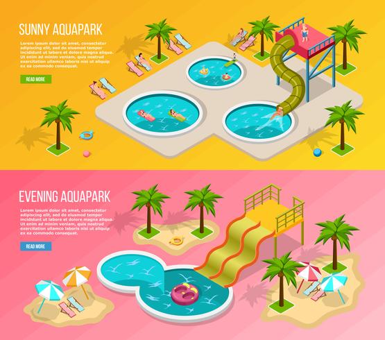 Isometrische Aqua Park Banner Set vektor