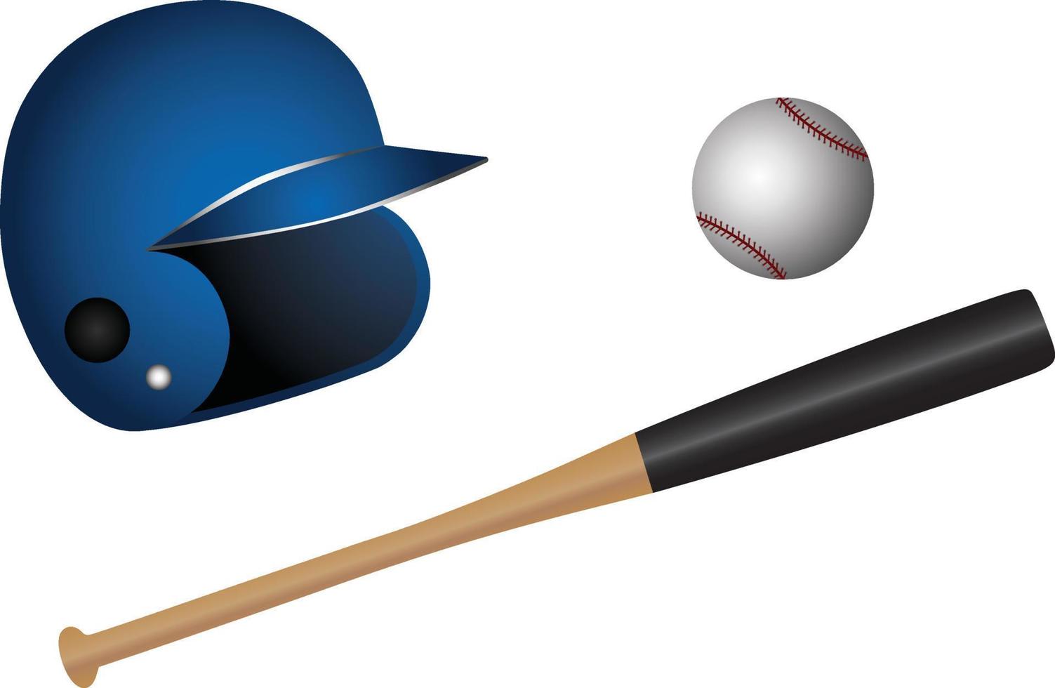 Vektorgrafik verschiedener Baseballausrüstungen, Baseballschläger, Ball und Helm. Baseballsportgeräte vektor
