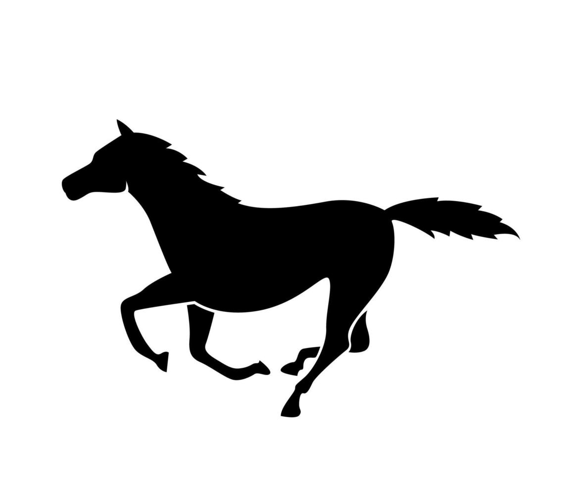 häst siluett, springande häst, djur siluett design vektor