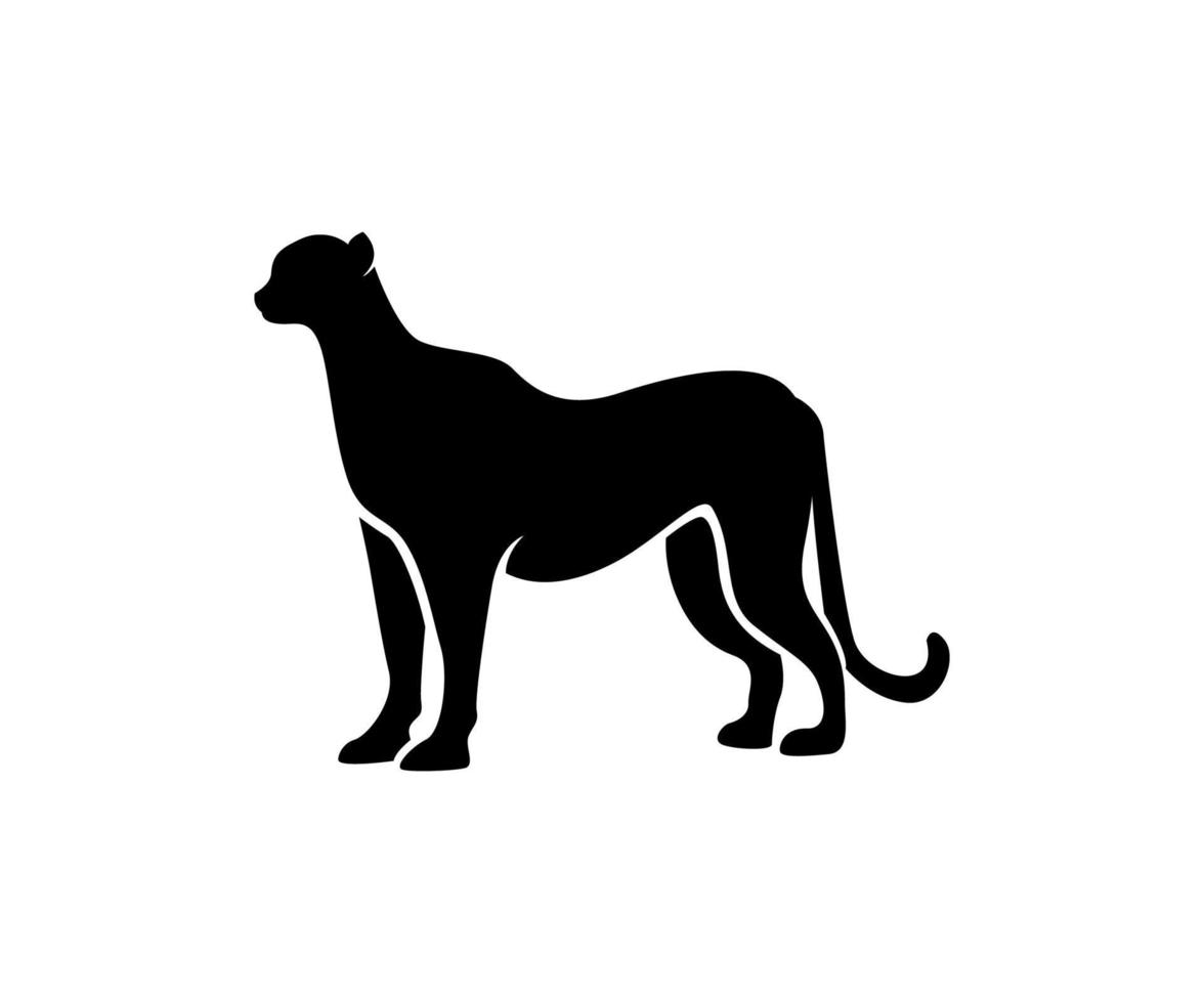 stående gepard, gepard siluett, gepard illustration design, präriedjur, afrikanska djur vektor