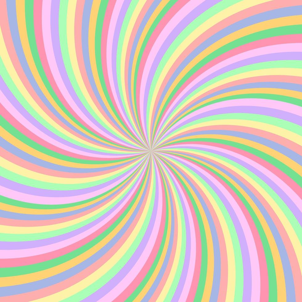 Regenbogen-Strudel-Hintergrund. radialer Pastellregenbogen der verdrehten Spirale. Vektor-Illustration. vektor