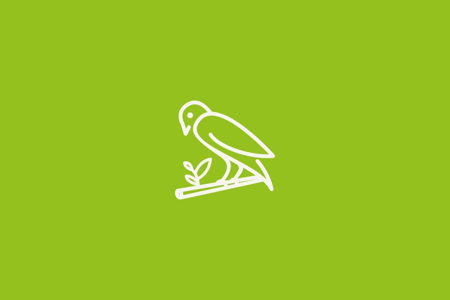 linjekonst fågel i grenen, ren och enkel logotypdesign, vektorillustration vektor