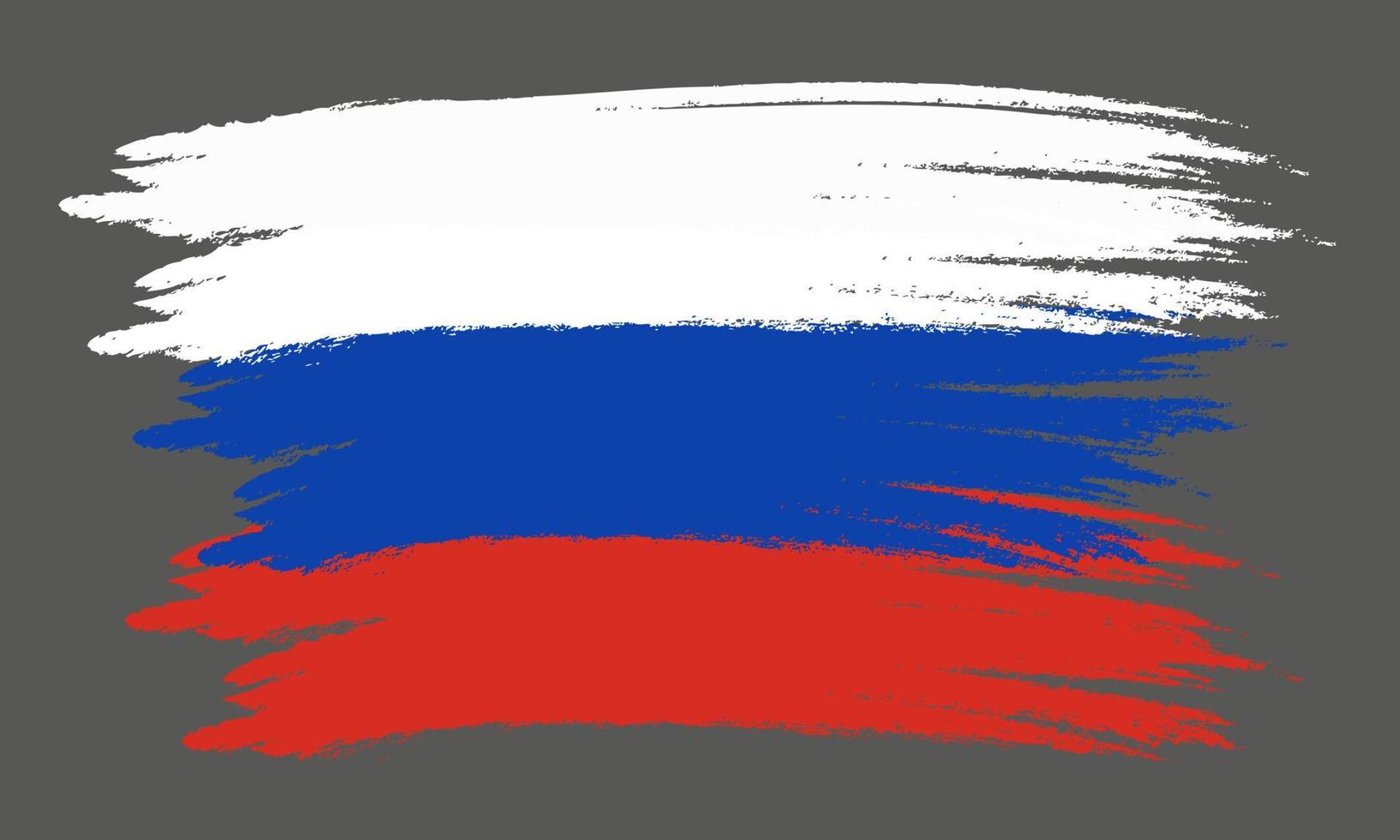 platt ryska flaggan vektor. Rysslands nationella flagga med borste stil. vektor illustration