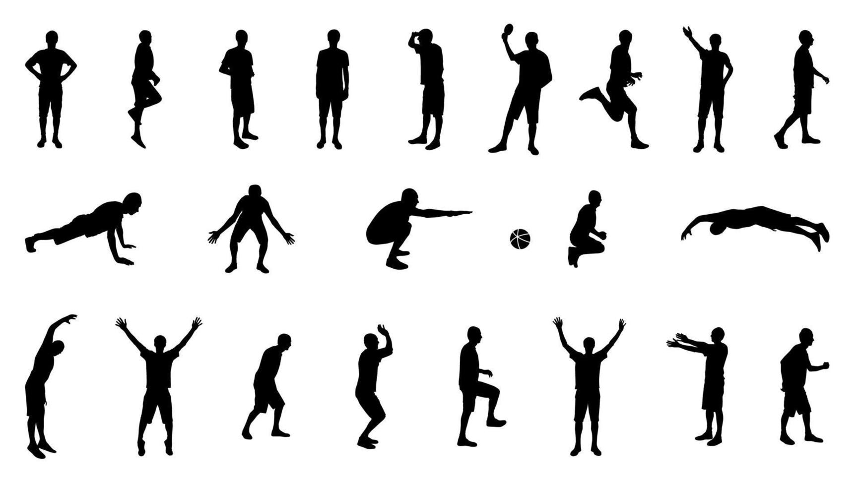 Reihe von Silhouetten von Menschen, die Sport treiben. Vektor-Illustration vektor