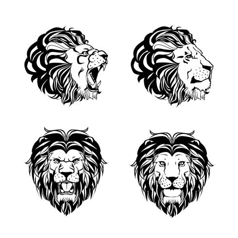 Sammlung von vier Stichen mit Löwenkopf vektor
