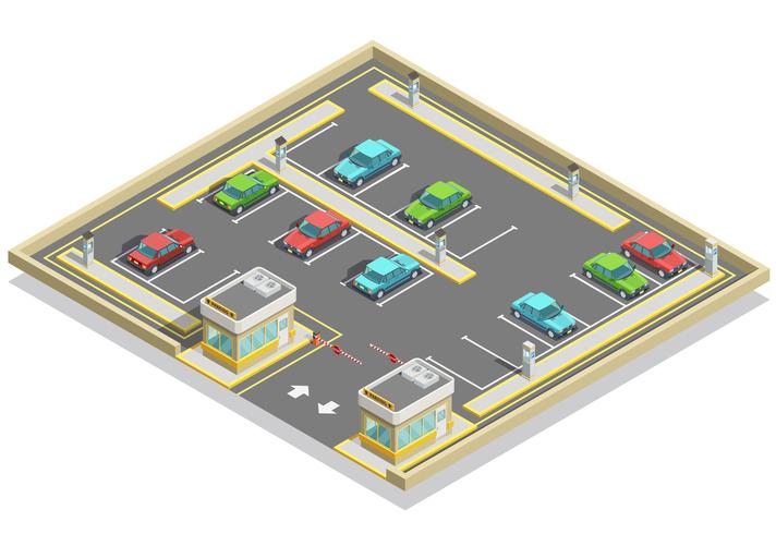 Parkeringszon isometrisk plats vektor