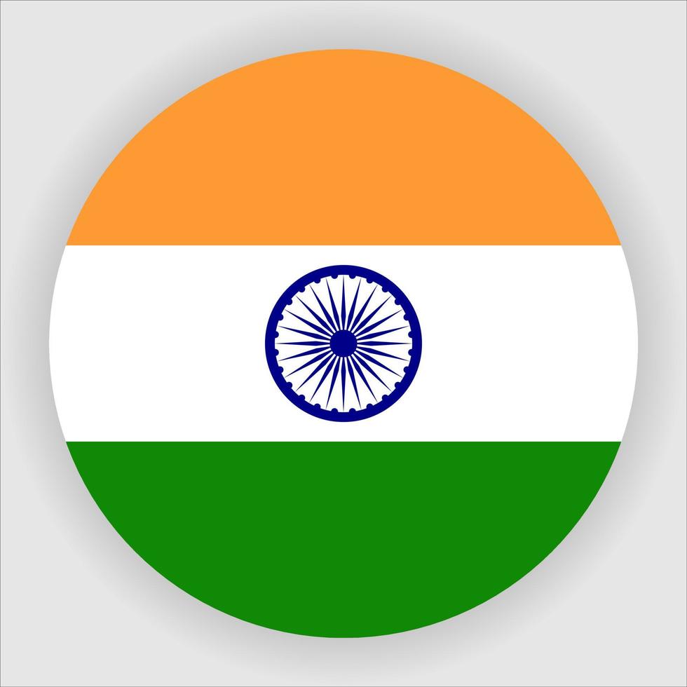 Indien platt rundad nationella flagga ikon vektor