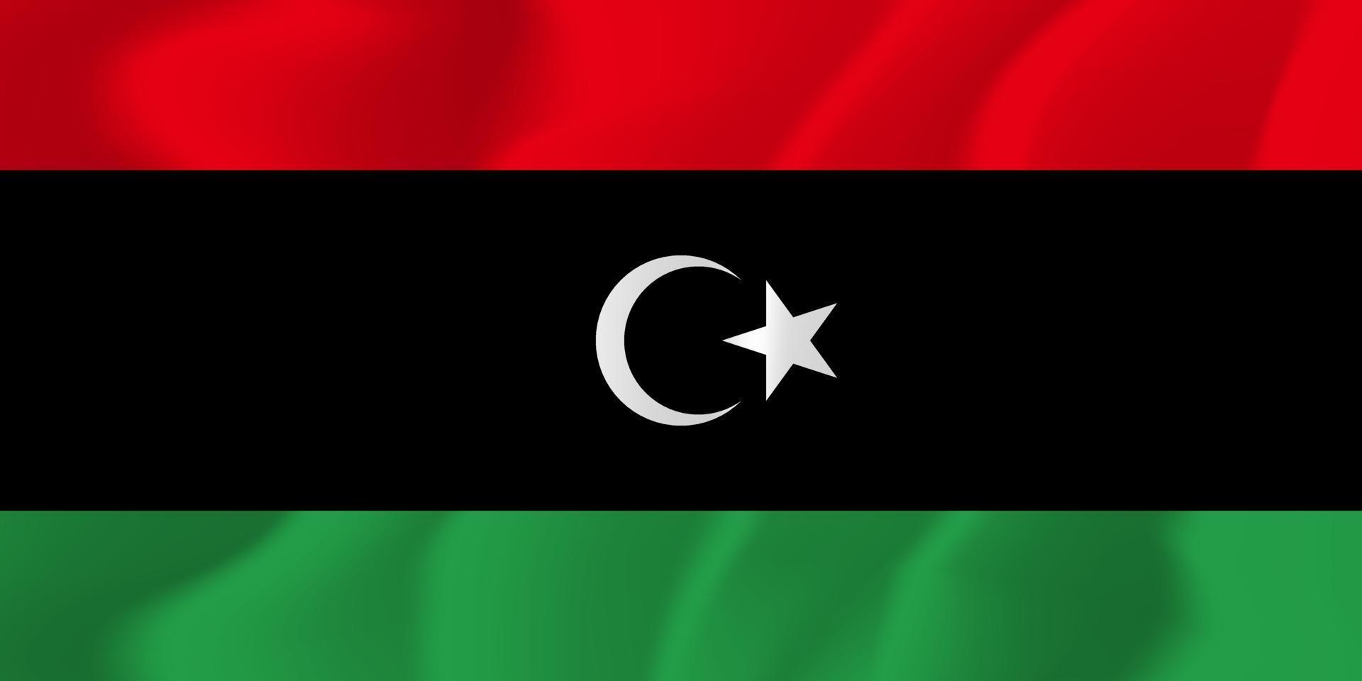 libyen nationalflagge wehende hintergrundillustration vektor