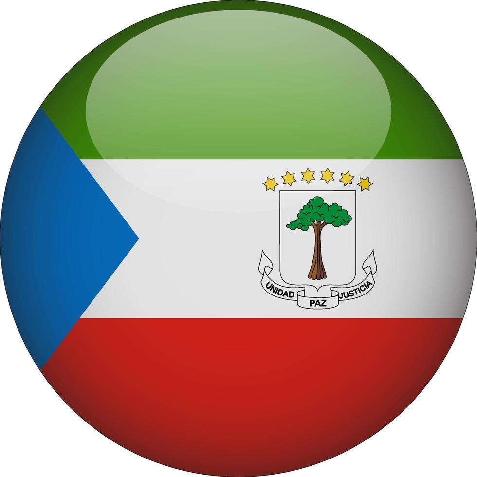 äquatorialguinea 3d abgerundete nationalflaggenknopfsymbolillustration vektor