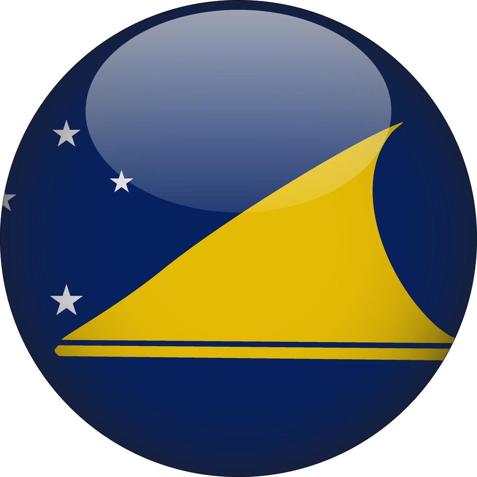 Tokelau 3D abgerundetes Nationalflaggen-Schaltflächensymbol vektor