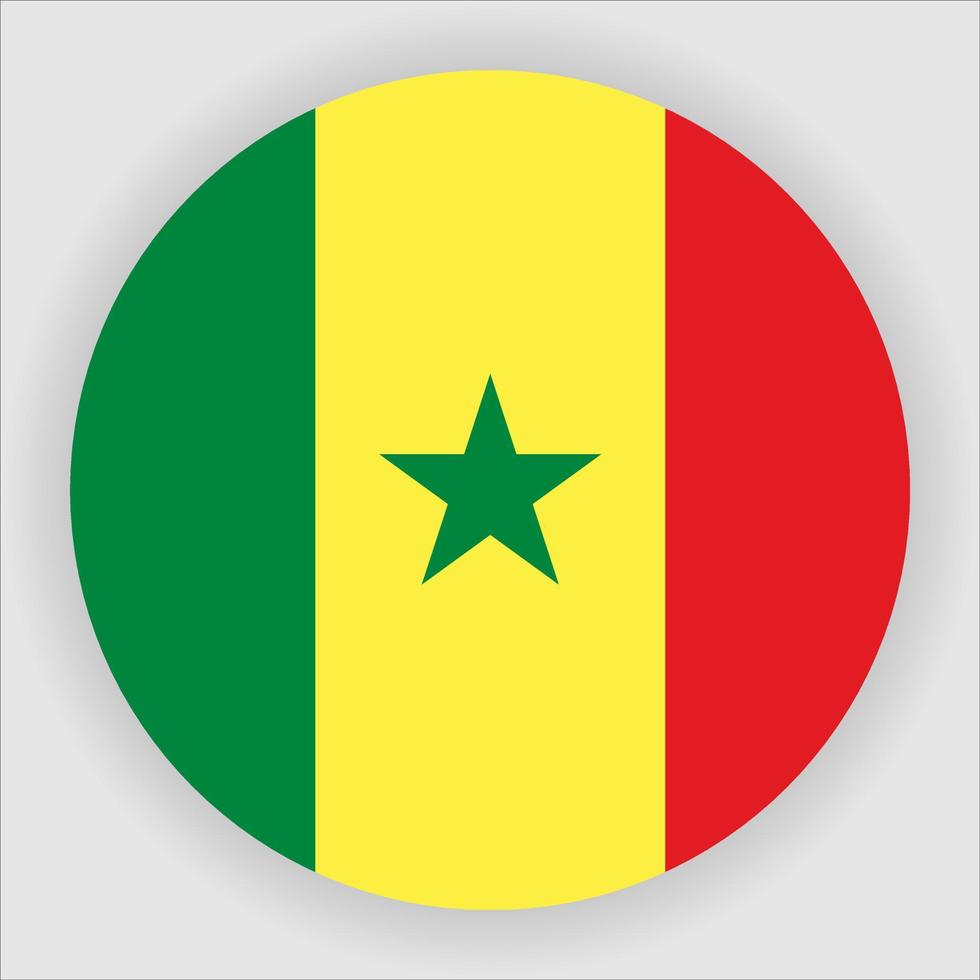 senegal platt rundad nationella flagga ikon vektor