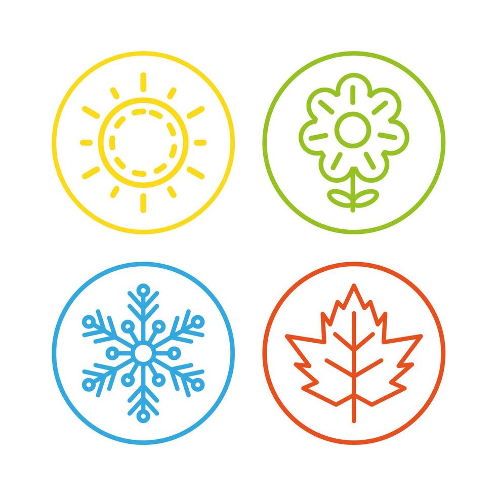 Set Sammlung von vier Jahreszeiten-Symbol - Sommer, Frühling, Winter und Herbst. vektor