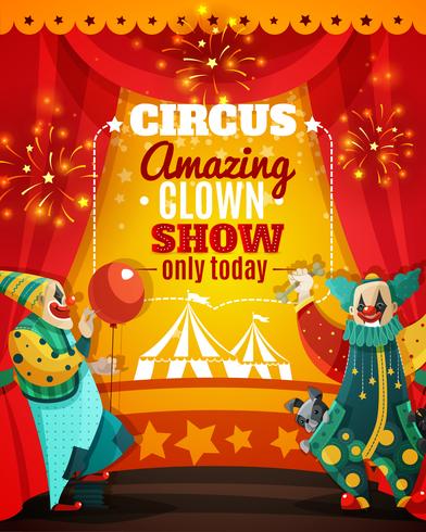cirkus fantastiska clown show tillkännagivande affisch vektor