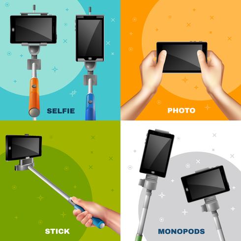 Monopod Selfie Design Konzept vektor