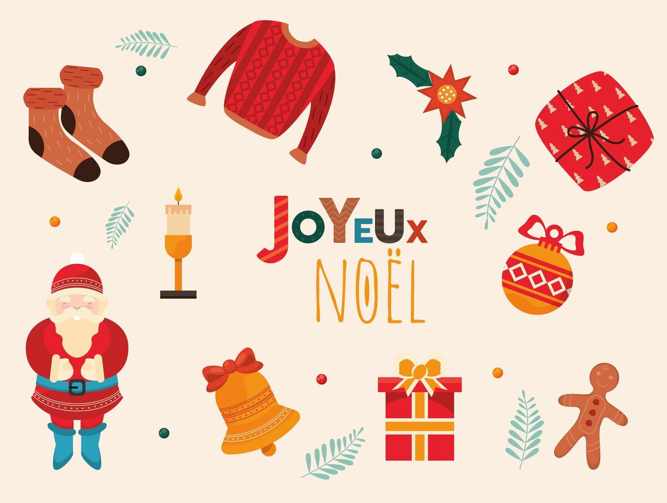 tio joyeux noel-ikoner vektor