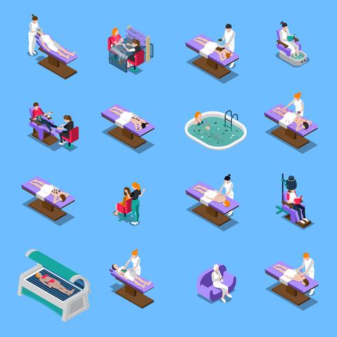 Schönheitssalon Isometric Set vektor