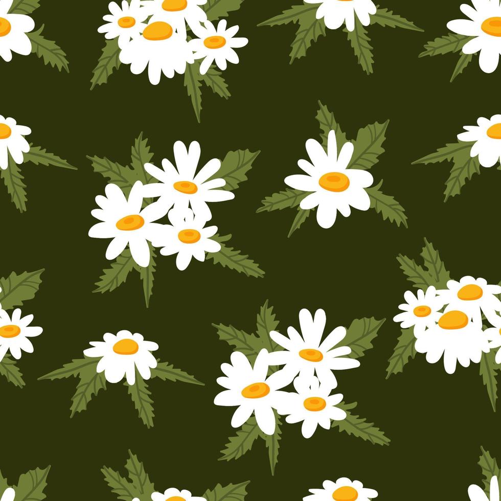 daisy kamomill vektor sömlösa mönster. vacker blommig sommarbakgrund i små blommor. den eleganta mallen för modetryck. handritad design för papper, omslag, tyg, inredning.