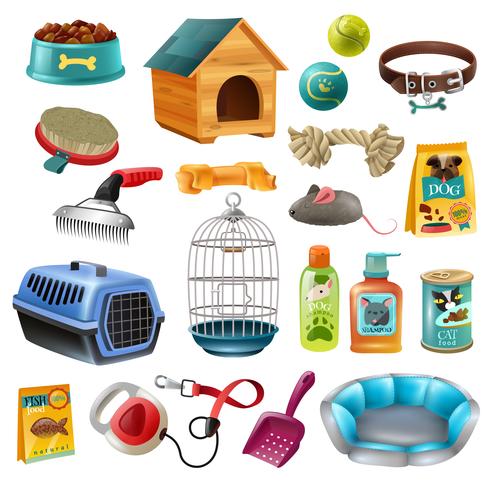 pet care elements set vektor