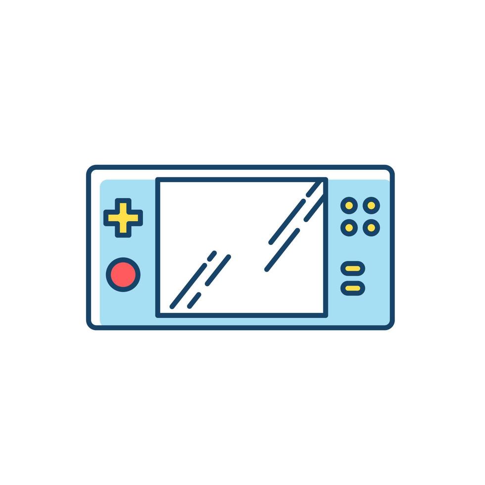 RGB-Farbsymbol für tragbare Videospielkonsole. Handheld-Gadget mit Tasten. elektronisches Taschengerät zum Spielen von Spielen. Entertainment. Technologie. isolierte Vektorillustration vektor