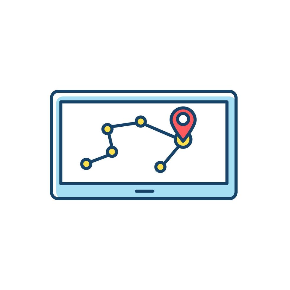 personlig navigeringsassistent rgb färgikon. navigatör. pna. gps-system. bärbar elektronisk pryl. mobilenhet. positionering. teknologi. isolerade vektor illustration