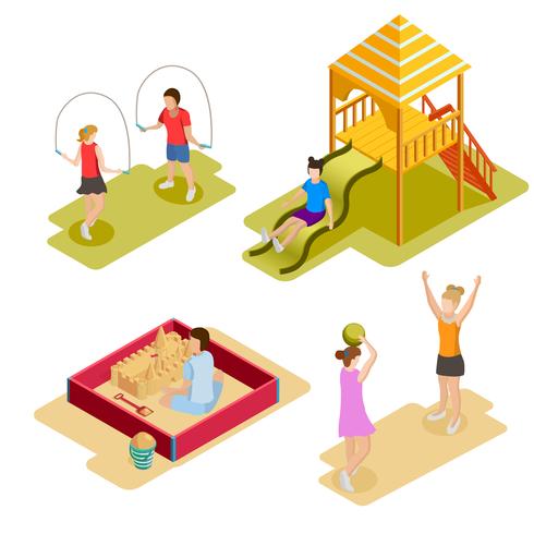 Isometrische Spielplatz-Icon-Set vektor