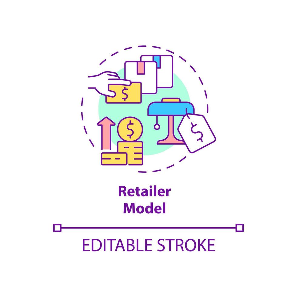 återförsäljare modell koncept ikon. tillverkningsföretags erbjudande. kommersiell strategi. affärsmodell abstrakt idé tunn linje illustration. vektor isolerade kontur färgritning. redigerbar linje