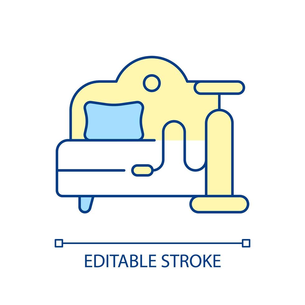 Aufblasbares Bett RGB-Farbsymbol. Luftmatratze für Camping und Zuhause. tragbares Bett mit Pumpe. einstellbare Härte. bequem schlafen. isolierte Vektor-Illustration. einfache gefüllte Strichzeichnung vektor