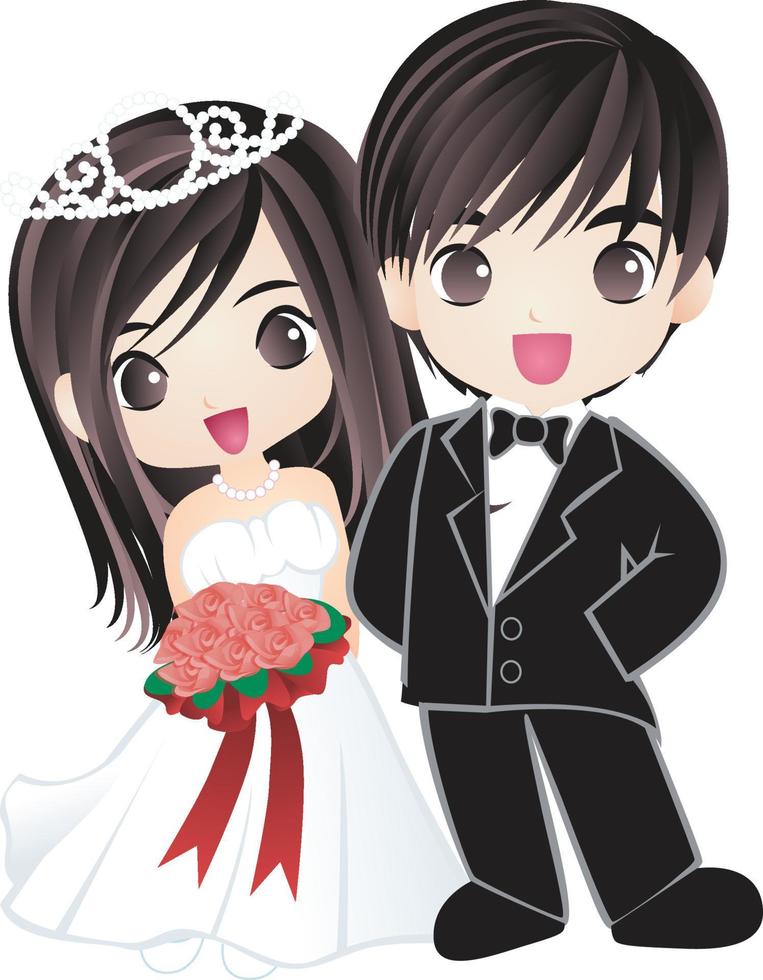 Hochzeitspaar zusammen Vektor-Cartoon-Clipart vektor