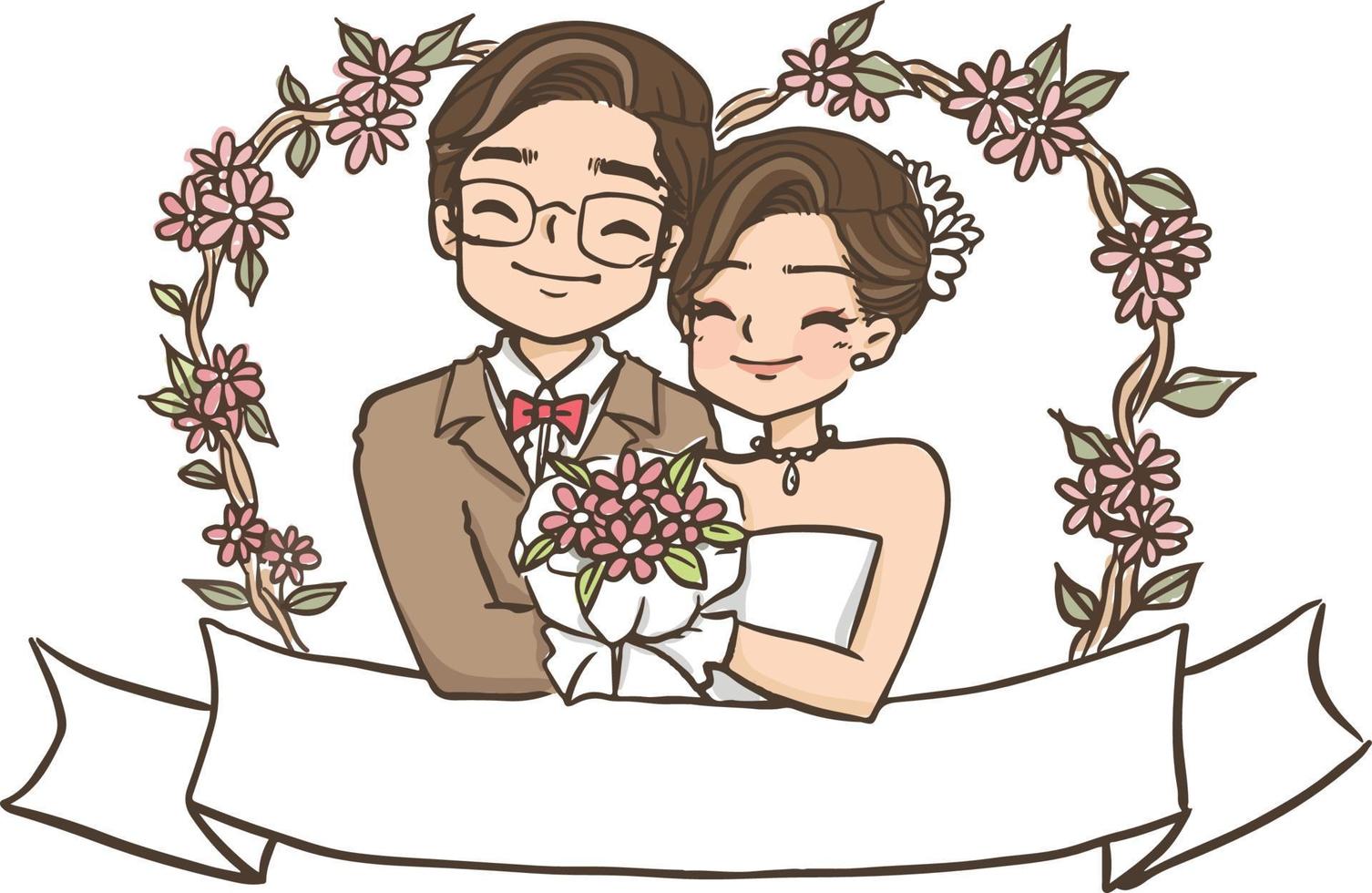 Hochzeit Cartoon Liebe zusammen Clipart kostenlos niedlich kawaii vektor