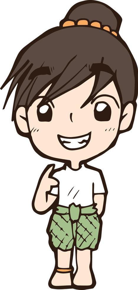 thailändischer Junge Vektor-Cartoon-Clipart vektor