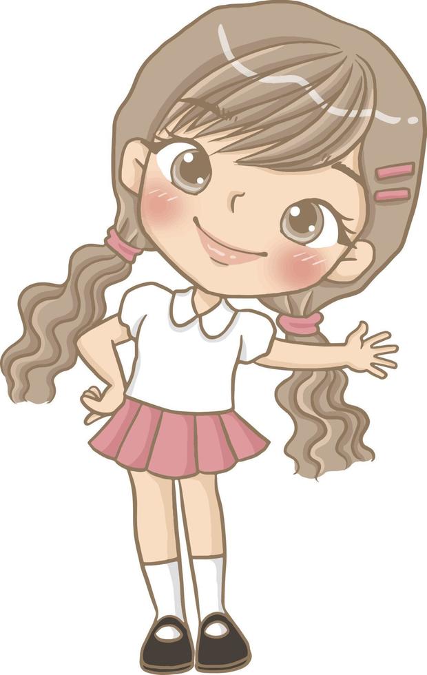 Mädchen Vektor-Cartoon-Clipart Kawaii Anime niedlich vektor