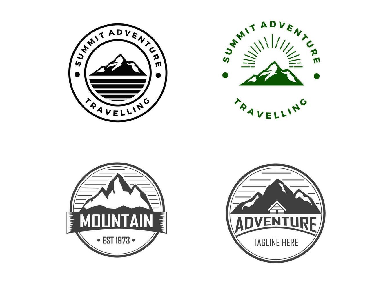 Das Vintage Mountain Adventure Logo bündelt die Designvorlage. vektor