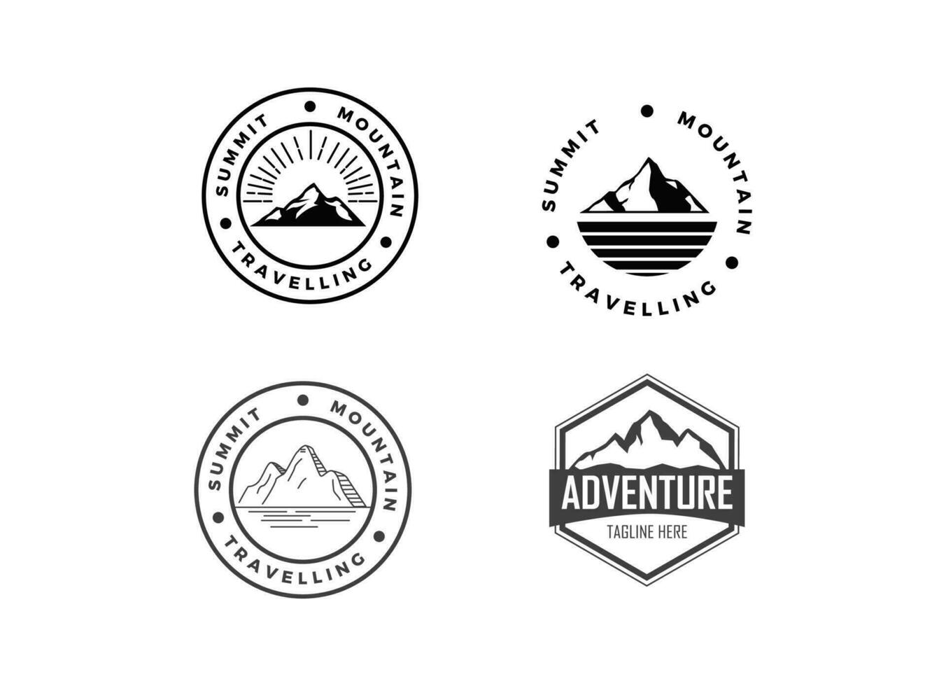 Das Vintage Mountain Adventure Logo bündelt die Designvorlage. vektor