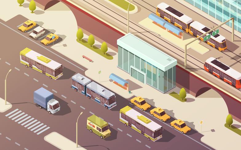 City Transport Isometric Illustration vektor