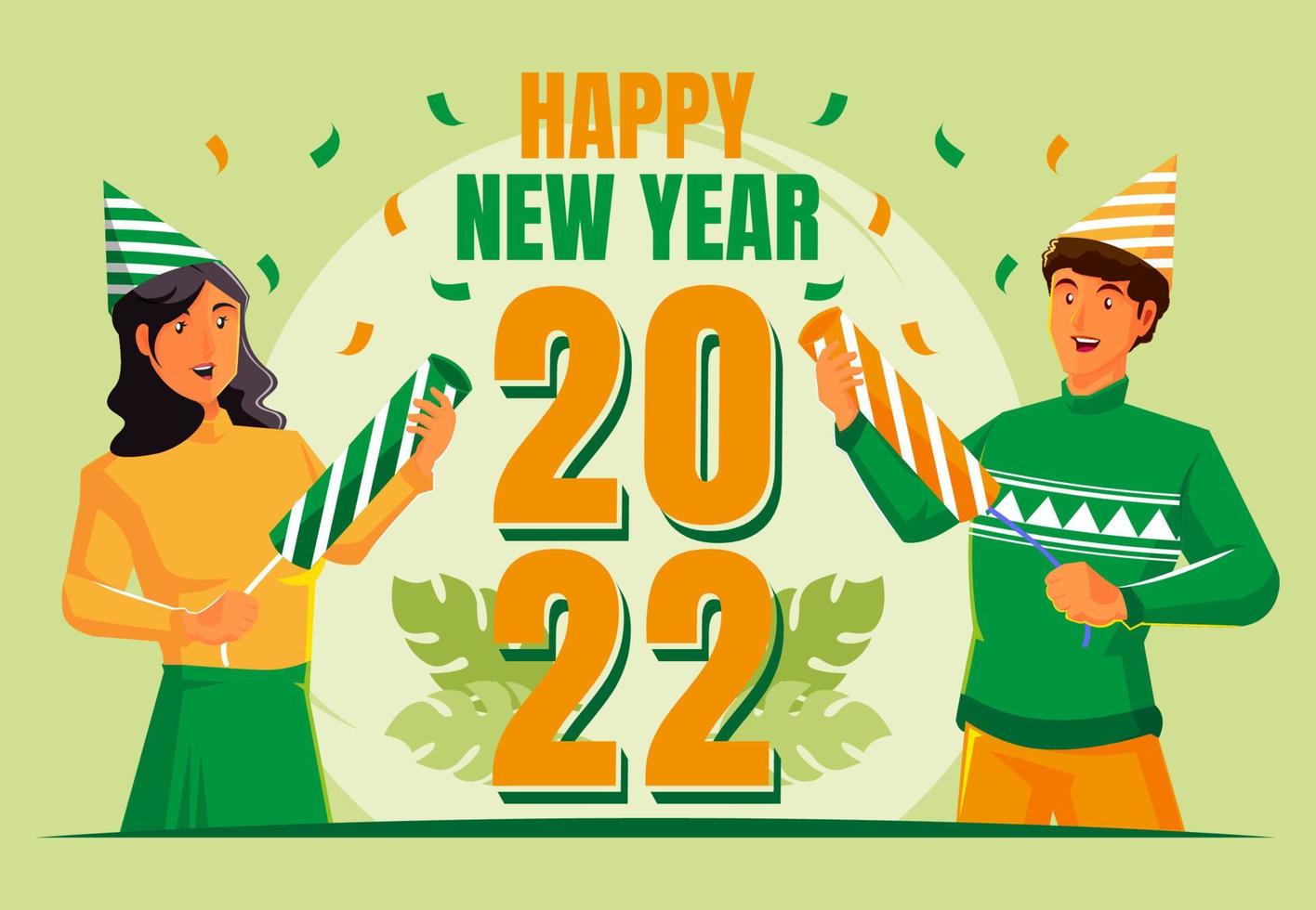 glada människor som firar nyår 2022 vektor