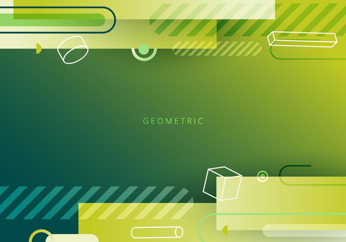 abstrakte Vorlage grüne Streifen mit geometrischen 3D-Elementen Dekoration auf grünem Lichthintergrund vektor