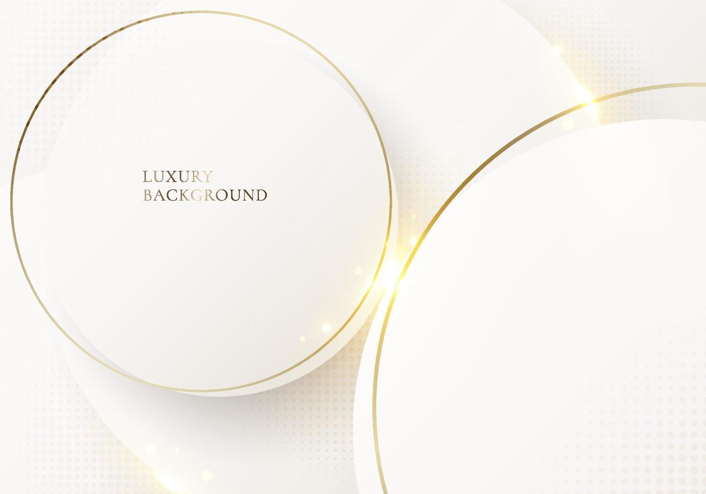 abstrakter eleganter weißer Kreis mit abgerundeten goldenen Linien und Lichtfunken auf sauberem Hintergrund im Luxusstil vektor