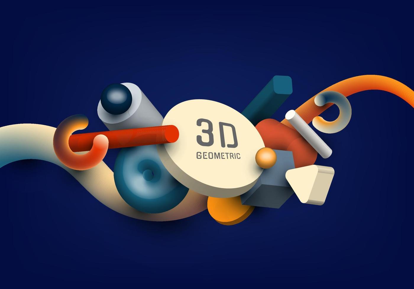 Set von 3D-realistischen geometrischen Gruppenobjektelementen Dekoration auf blauem Hintergrund vektor