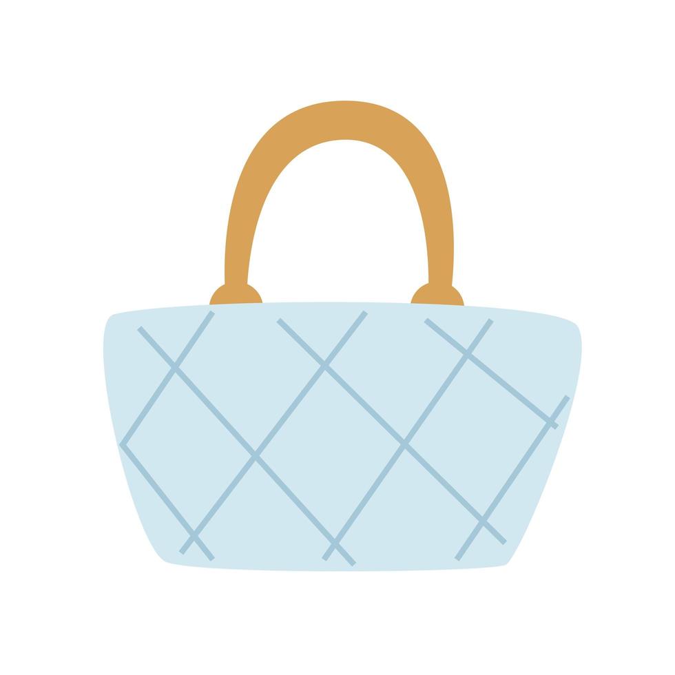 blå kviltad väska för kvinnor, med ett guldhandtag. enkel platt vektorillustration isolerad på vit bakgrund vektor