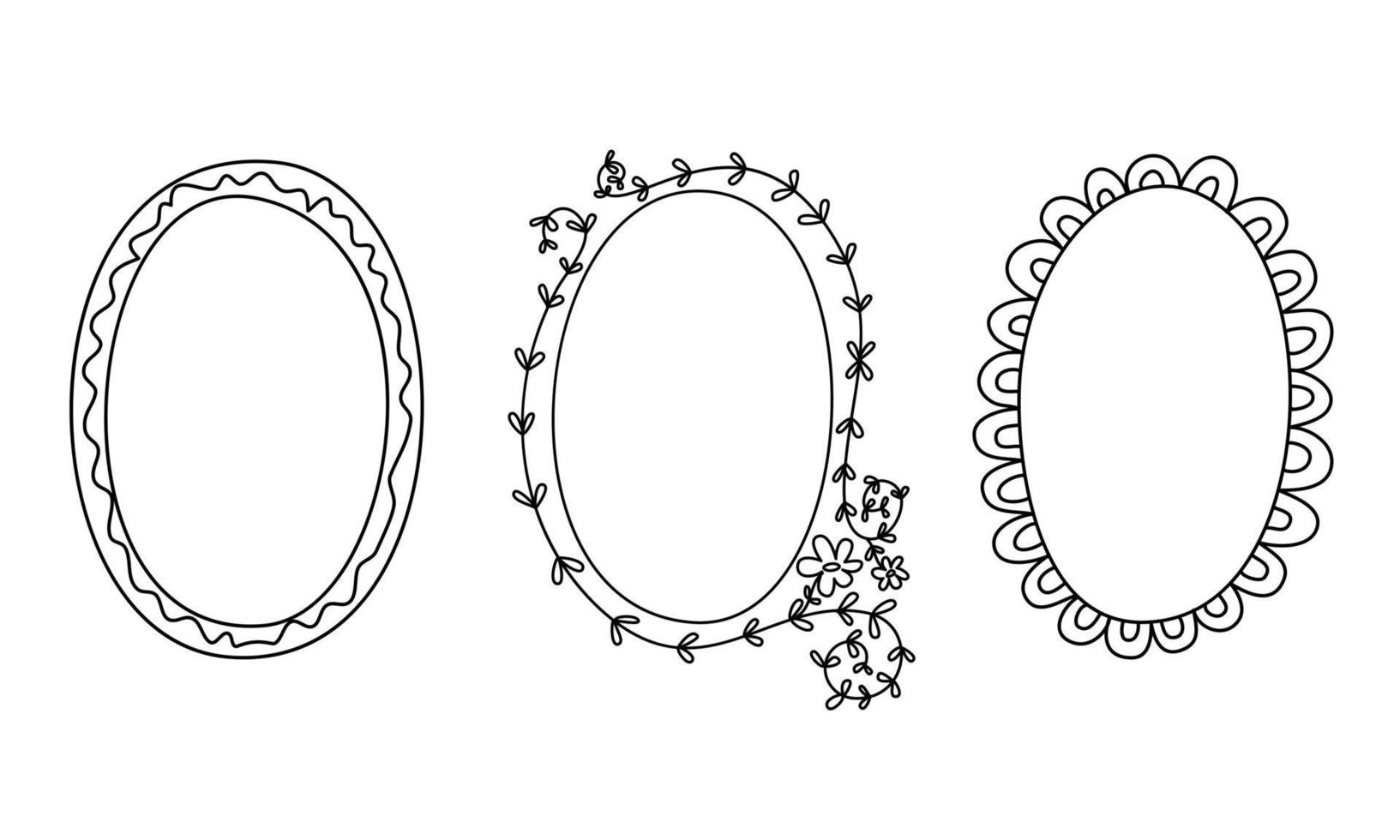 söta doodle växtramar för en bröllopsinbjudan. linje vektor illustrationer handritad samling.