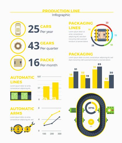 Produktionslinje Infographics vektor