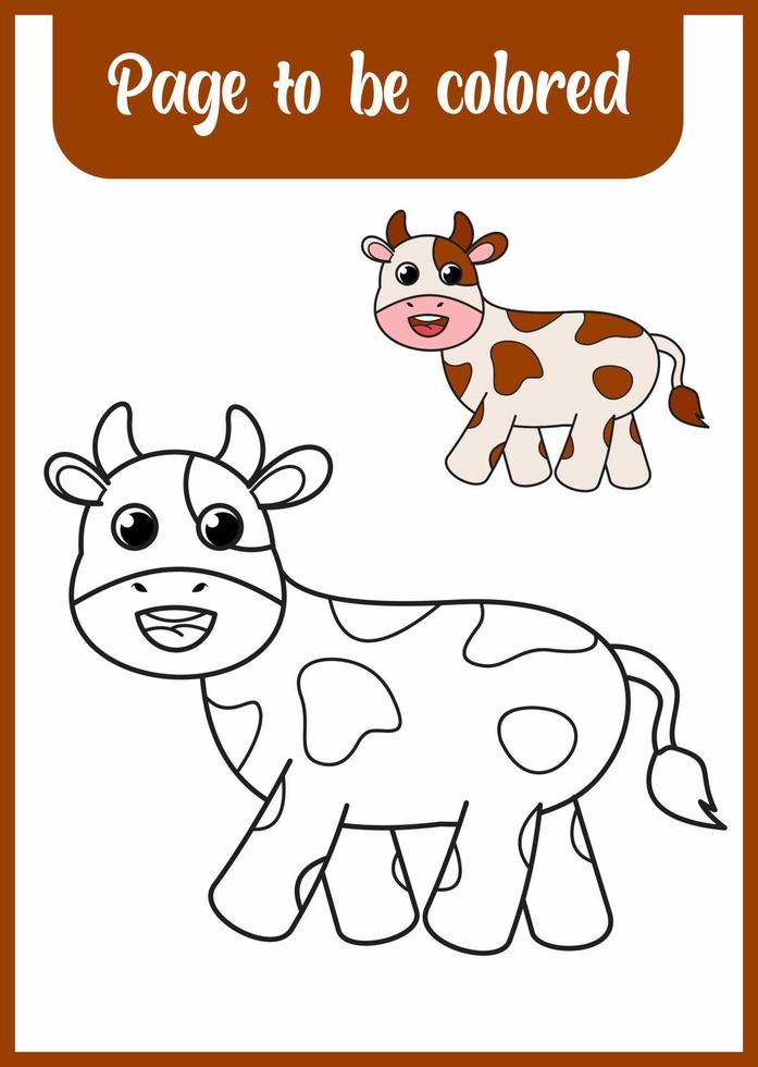 målarbok för barn. färga söt ko vektor