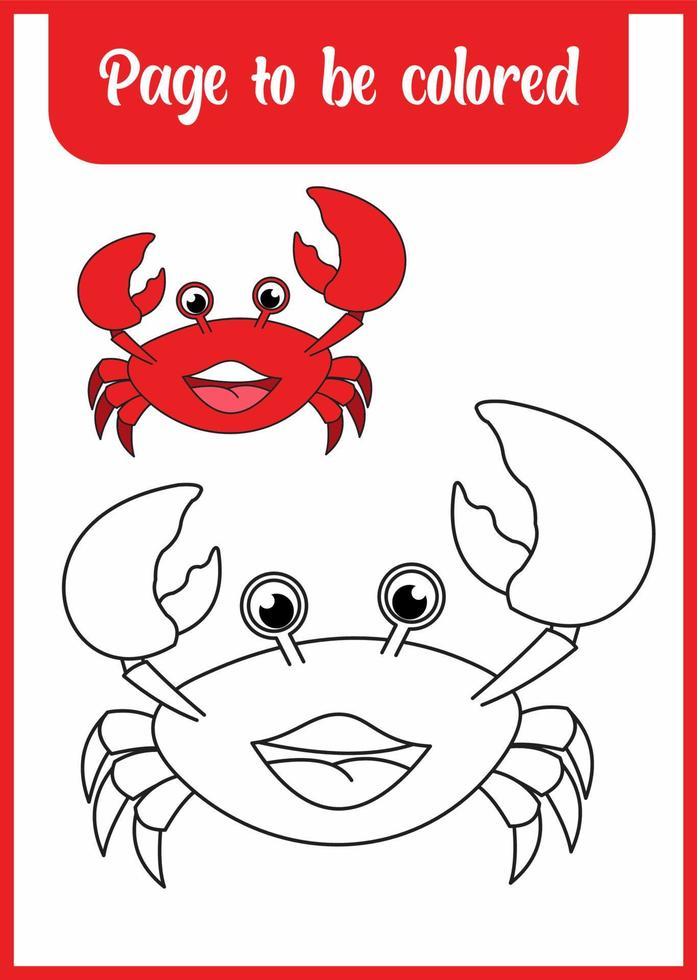 Malbuch für Kinder. süße Krabbe färben vektor