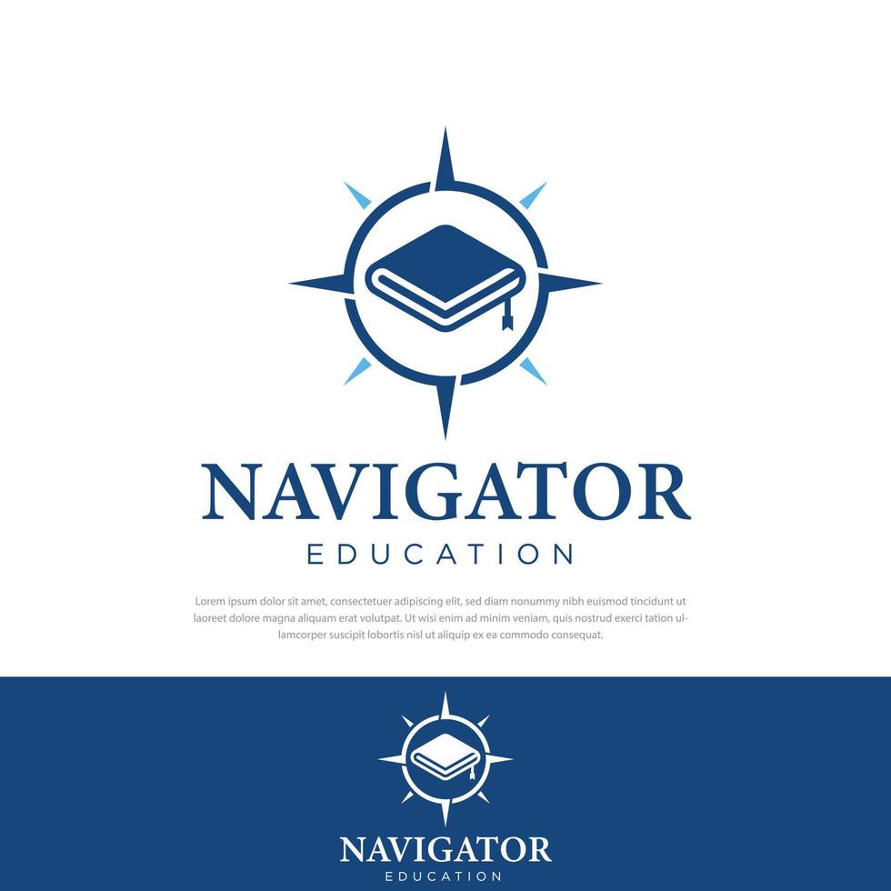 Navigator-Buch-Kompass-Design-Logo, Vorlage, Symbol, Symbol-Vektor-Illustration vektor